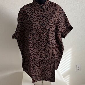 Ascot and Hart Leopard Print Mini Shirt Dress XXS NWT